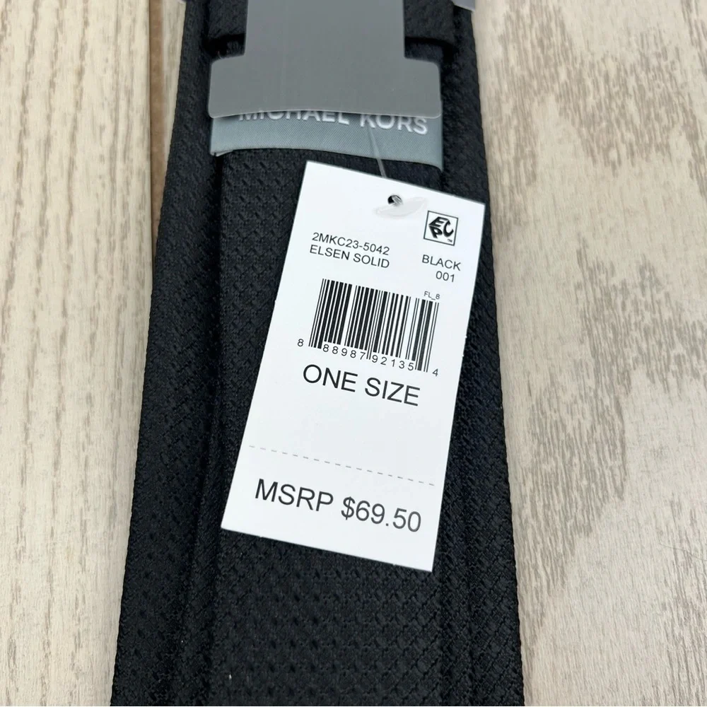 616 - Michael Kors Elson Solid Tie Black 001 2MKC23-5042 Silk Blend $69.50